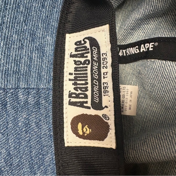 BAPE sz L Denim Bucket Hat Red Bapesta Ape Head Bathing Ape Japan - Picture 9 of 13